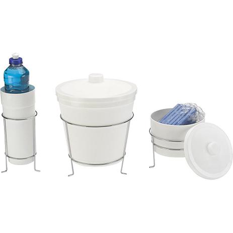 Conjunto Lixeira/Porta Sabão/Porta Detergente Arthi Menor preço em Conjunto Lixeira/Porta Sabão/Porta Detergente Arthi