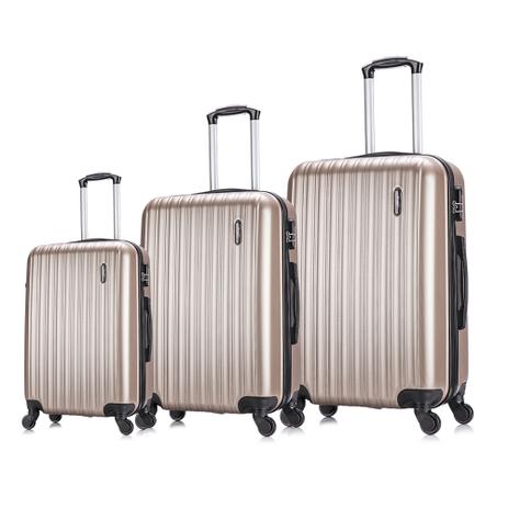 Conjunto malas de viagem londres, 3 peças, em abs - dourado - Travel max Menor preço em Conjunto malas de viagem londres, 3 peças, em abs - dourado - Travel max