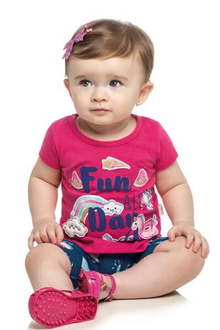 Conjunto Manga Curta Bebê Menina Rosa - Elian Menor preço em Conjunto Manga Curta Bebê Menina Rosa - Elian