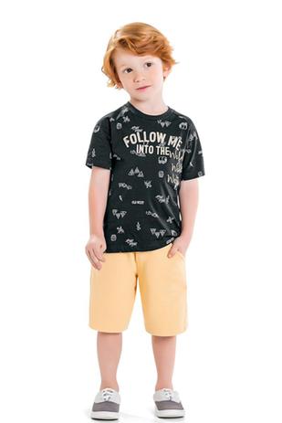 Conjunto Manga Curta Infantil Menino Cinza - Playground Menor preço em Conjunto Manga Curta Infantil Menino Cinza - Playground