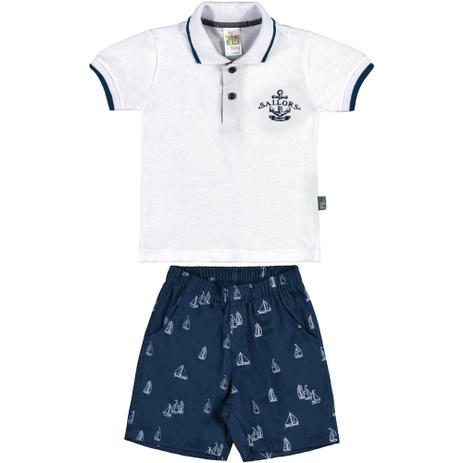 Conjunto Manga Curta Polo Marinheiro - Pulla Bulla Menor preço em Conjunto Manga Curta Polo Marinheiro - Pulla Bulla