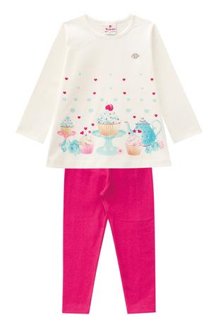 Conjunto Manga Longa Infantil Menina Natural - Brandili Menor preço em Conjunto Manga Longa Infantil Menina Natural - Brandili