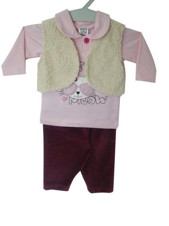 Conjunto Manga Longa Rosa Bebê c/ Colete - Muleka sapeka Menor preço em Conjunto Manga Longa Rosa Bebê c/ Colete - Muleka sapeka