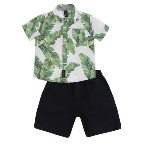 Conjunto Masculino Infantil Camisa e Bermuda Sarja - 1+1 Menor preço em Conjunto Masculino Infantil Camisa e Bermuda Sarja - 1+1