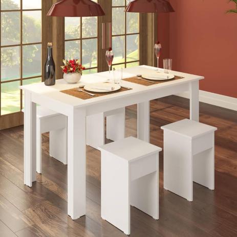 Conjunto Mesa 135cm com 4 Banquetas Branco - Casatema é boa?