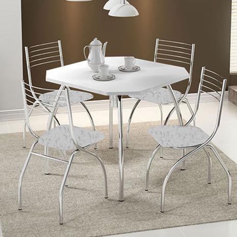 Conjunto Mesa 1504 Branca Cromada com 4 Cadeiras 146 Fantasia Branco Carraro Menor preço em Conjunto Mesa 1504 Branca Cromada com 4 Cadeiras 146 Fantasia Branco Carraro