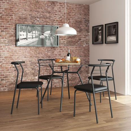 Menor preço em Conjunto Mesa 1527 Vidro Incolor com 4 Cadeiras Color 1708 Preta Carraro