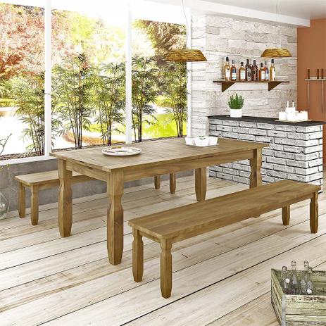 Conjunto Mesa 1,82m e 2 Bancos Rústico Corona - Ideal P/ Area Externa - Madeira Maciça - Deiss Menor preço em Conjunto Mesa 1,82m e 2 Bancos Rústico Corona - Ideal P/ Area Externa - Madeira Maciça - Deiss