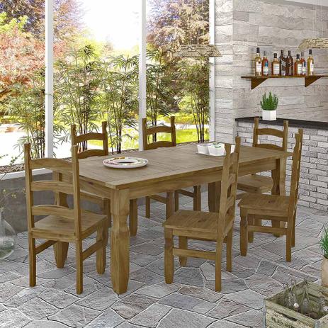 Conjunto Mesa 1,82m e 6 Cadeiras Rústico Corona - Ideal P/ Area Externa - Madeira Maciça - Deiss Menor preço em Conjunto Mesa 1,82m e 6 Cadeiras Rústico Corona - Ideal P/ Area Externa - Madeira Maciça - Deiss