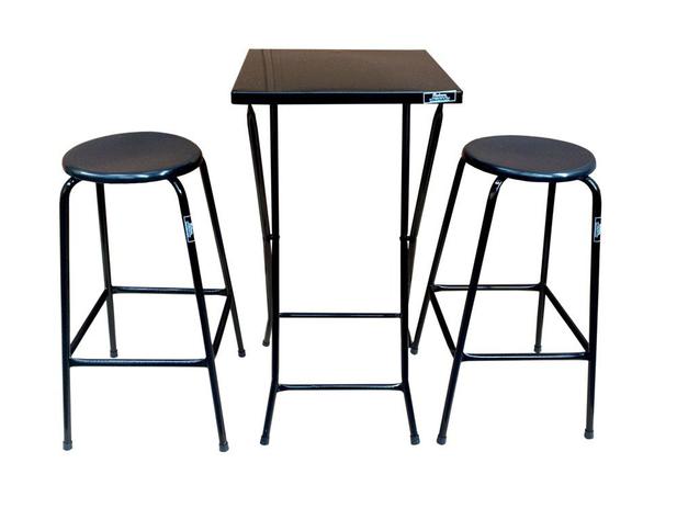 Conjunto Mesa Aço Dobravel Alta 2 Banqueta Moderna Menor preço em Conjunto Mesa Aço Dobravel Alta 2 Banqueta Moderna