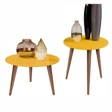 Conjunto Mesa Centro e Apoio Retrô Cissa - Amarelo Brilho - Compre Aqui é ruim? Conjunto Mesa Centro e Apoio Retrô Cissa - Amarelo Brilho - Compre Aqui é boa?