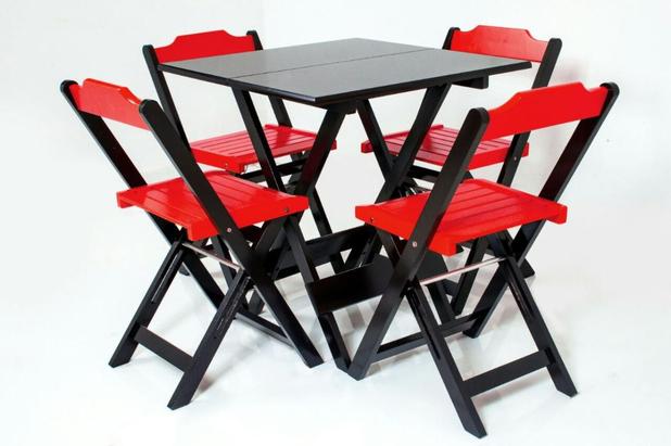 Menor preço em Conjunto mesa Colors 70x70 4 cadeiras - tabaco/vermelho - Top chairs