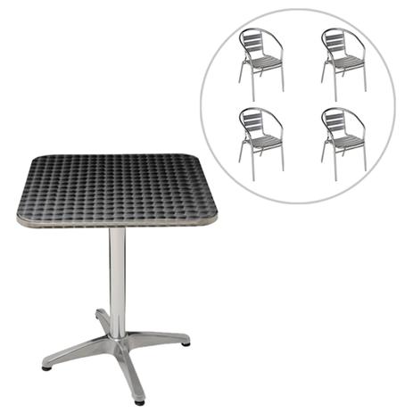 Conjunto Mesa com 4 Cadeiras em Alumínio para Jardim - MOR Menor preço em Conjunto Mesa com 4 Cadeiras em Alumínio para Jardim - MOR