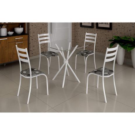 Menor preço em Conjunto Mesa com Tampo Vidro Quadrado e 4 Cadeiras Madmelos Incolor/Branco/Paraopeba