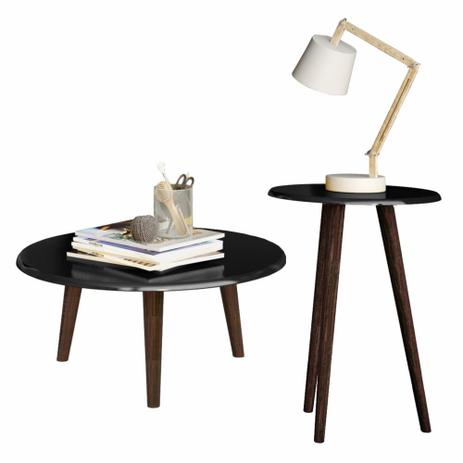 Conjunto Mesa de Centro e Apoio Brilhante - Preto Fosco - Móveis Bechara - Rpm móveis Menor preço em Conjunto Mesa de Centro e Apoio Brilhante - Preto Fosco - Móveis Bechara - Rpm móveis