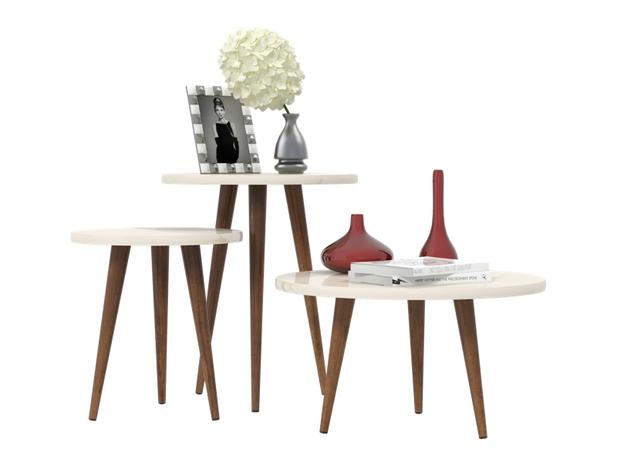 Conjunto Mesa de Centro/Lateral e Apoio Legs Off White - Móveis Patrimar Menor preço em Conjunto Mesa de Centro/Lateral e Apoio Legs Off White - Móveis Patrimar