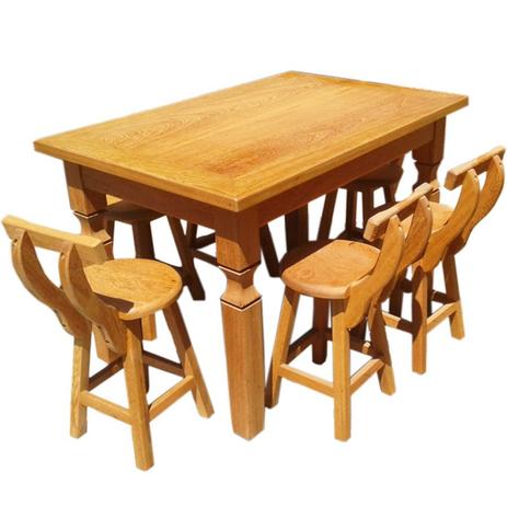 Conjunto Mesa de Jantar 1,4m Madeira Maciça Rústica 6  Banquetas Baixas - Decore fácil shop é boa?