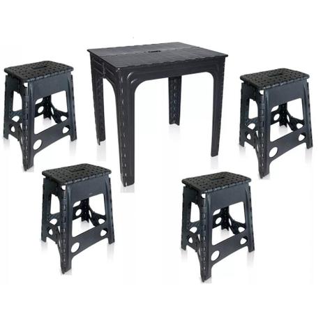 Conjunto Mesa e 4 Banquetas Dobrável Adulto Preta Antares é boa?
