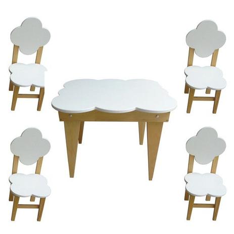 Conjunto Mesa e 4 Cadeiras Nuvem Infantil de Madeira Construtoresmp - 2 à 3  anos - Conjunto Mesa e Cadeira infantil - Magazine Luiza