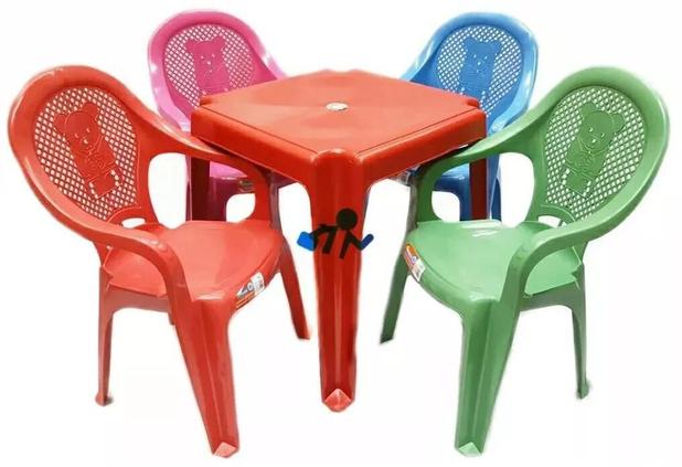 Conjunto Mesa E 4 Cadeiras Poltrona Infantil Colorido Mesa Vermelha - Antares Menor preço em Conjunto Mesa E 4 Cadeiras Poltrona Infantil Colorido Mesa Vermelha - Antares