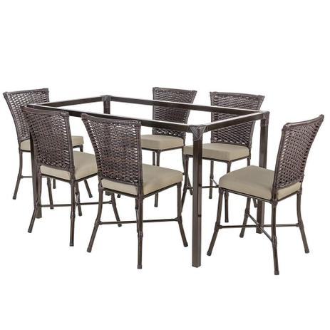 Conjunto Mesa e 6 Cadeiras Turquia Luxo Cozinha Area Edicula Jardim - Click Moveis Artesanais Menor preço em Conjunto Mesa e 6 Cadeiras Turquia Luxo Cozinha Area Edicula Jardim - Click Moveis Artesanais