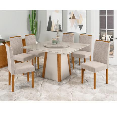Conjunto Mesa Júlia 1,35 Com 6 Cadeiras Isabela e Tampo Giratório Ype Off White - Megasul - New Ceval Menor preço em Conjunto Mesa Júlia 1,35 Com 6 Cadeiras Isabela e Tampo Giratório Ype Off White - Megasul - New Ceval
