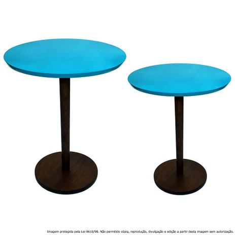 Conjunto Mesa Lateral de Canto Monopé Laqueada Tabaco e Azul Turquesa - Lubrano decor é boa?