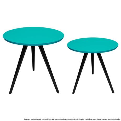 Conjunto Mesa Lateral de Canto Tripé Laqueada Preta e Azul Tiffany - Lubrano decor é ruim? Conjunto Mesa Lateral de Canto Tripé Laqueada Preta e Azul Tiffany - Lubrano decor é boa?