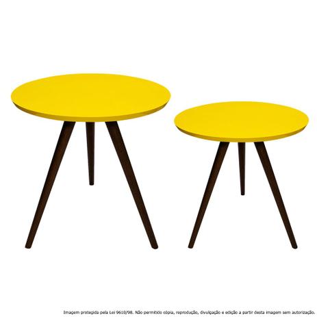 Conjunto Mesa Lateral de Canto Tripé Laqueada Tabaco e Amarela - Lubrano decor é boa?