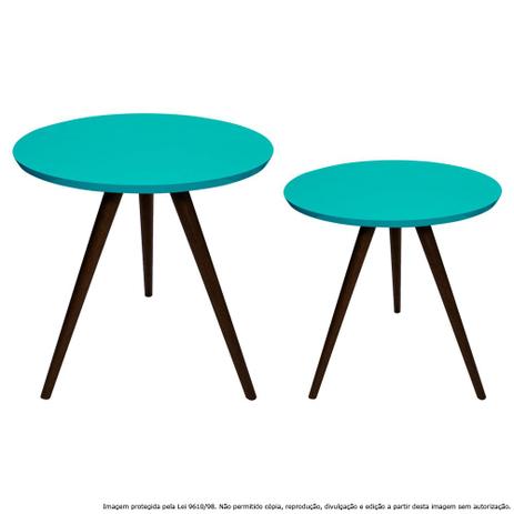 Conjunto Mesa Lateral de Canto Tripé Laqueada Tabaco e Azul Tiffany - Lubrano decor é boa?
