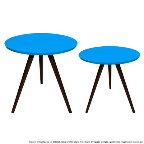 Conjunto Mesa Lateral de Canto Tripé Laqueada Tabaco e Azul Turquesa - Lubrano decor é boa?