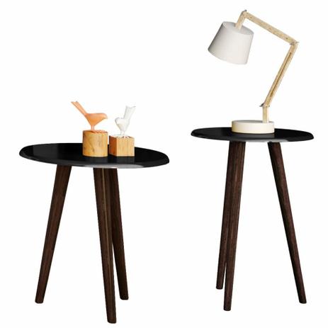 Conjunto Mesa Lateral E Mesa De Apoio Brilhante - Preto - RPM Móveis Menor preço em Conjunto Mesa Lateral E Mesa De Apoio Brilhante - Preto - RPM Móveis