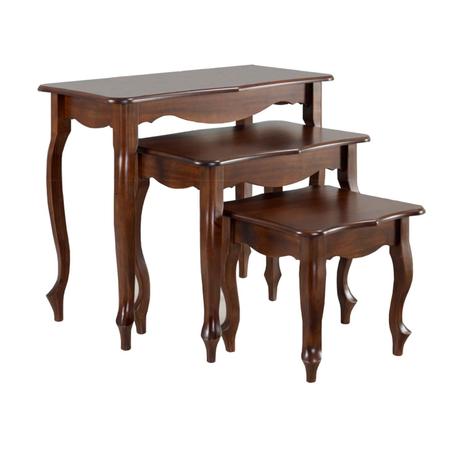 Conjunto Mesa Lateral Madeira Maciça com Pés Luiz XV - Imbuia Envelhecida - Modema Menor preço em Conjunto Mesa Lateral Madeira Maciça com Pés Luiz XV - Imbuia Envelhecida - Modema