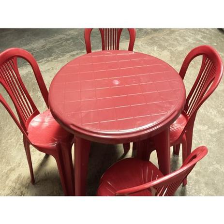 Conjunto Mesa Mariana Redonda 90x90 Cm +4 Cadeiras Bistro Vinho - Antares Menor preço em Conjunto Mesa Mariana Redonda 90x90 Cm +4 Cadeiras Bistro Vinho - Antares