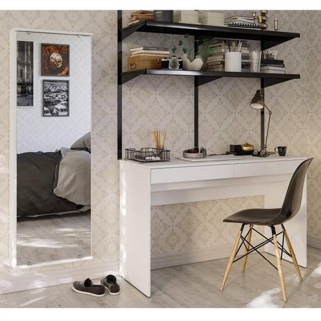 Conjunto Mesa para Escritório 2 gavetas e 1 Sapateira com Espelho Branco - Politorno Menor preço em Conjunto Mesa para Escritório 2 gavetas e 1 Sapateira com Espelho Branco - Politorno