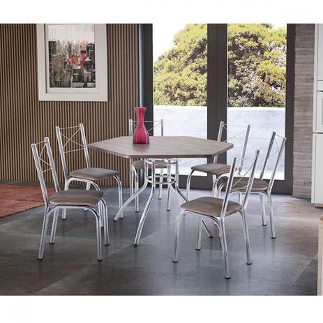 Conjunto Mesa Sextavada e 6 Cadeiras Vancouver Móveis Brastubo Ameixa Negra/Madeira Marrom Menor preço em Conjunto Mesa Sextavada e 6 Cadeiras Vancouver Móveis Brastubo Ameixa Negra/Madeira Marrom