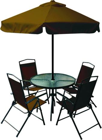 Conjunto miami com 4 cadeiras 1 mesa 1 ombrellone marron - Bel Lazer Menor preço em Conjunto miami com 4 cadeiras 1 mesa 1 ombrellone marron - Bel Lazer