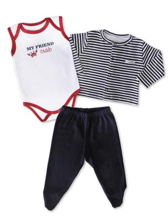 Conjunto Mini Baby 3 peças My Friend Crab Branco Menor preço em Conjunto Mini Baby 3 peças My Friend Crab Branco