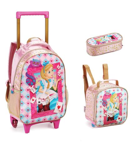 Conjunto Mochila Lancheira E Estojo Menina Volta As Aulas - DENLEX Menor preço em Conjunto Mochila Lancheira E Estojo Menina Volta As Aulas - DENLEX