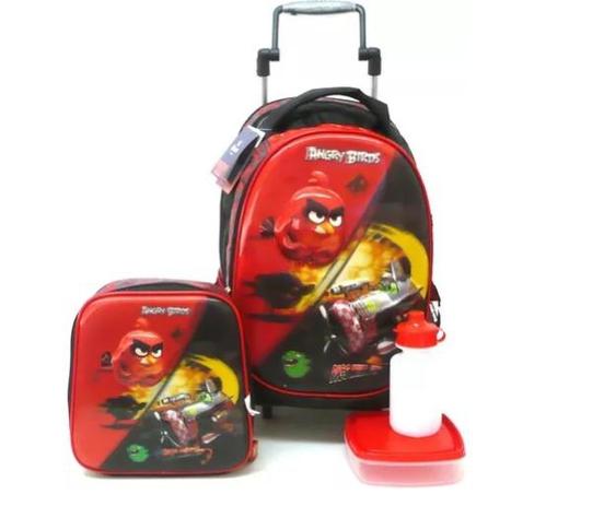 Conjunto Mochila Rodinhas e Lancheira Angry Birds 5D Santino Menor preço em Conjunto Mochila Rodinhas e Lancheira Angry Birds 5D Santino