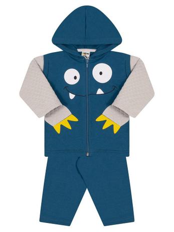 Conjunto Molekada 2 peças Jaqueta com capuz e Calça Monstrinho Azul Menor preço em Conjunto Molekada 2 peças Jaqueta com capuz e Calça Monstrinho Azul