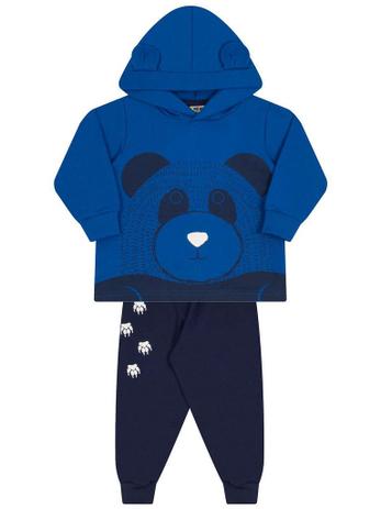 Conjunto Molekada 2 peças Jaqueta com Capuz e Calça Ursinho Azul Menor preço em Conjunto Molekada 2 peças Jaqueta com Capuz e Calça Ursinho Azul