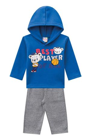 Conjunto Moletom Bebê Menino Azul - Brandili Menor preço em Conjunto Moletom Bebê Menino Azul - Brandili
