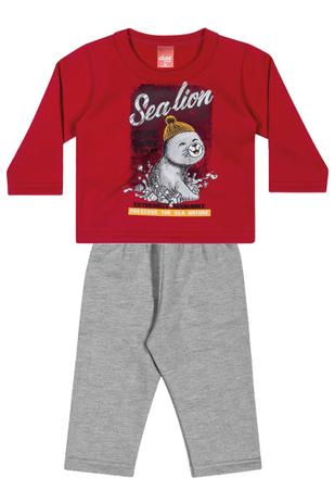 Conjunto Moletom Bebê Menino Vermelho - Elian Menor preço em Conjunto Moletom Bebê Menino Vermelho - Elian