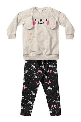 Conjunto Moletom e Legging Infantil Menina Mescla - Fakini Menor preço em Conjunto Moletom e Legging Infantil Menina Mescla - Fakini