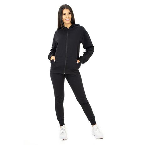 Conjunto Moletom Feminino Jaqueta Calça Punho Flanelado Liso - Zafina Menor preço em Conjunto Moletom Feminino Jaqueta Calça Punho Flanelado Liso - Zafina