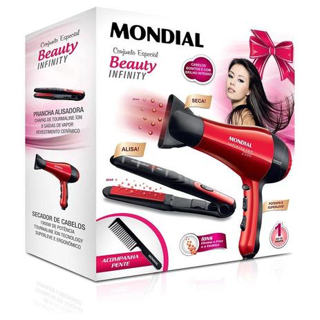 Conjunto Mondial Especilal Beauty Infinity Kt-44- Secador + Prancha Alisadora - Vermelho- 220v é boa?