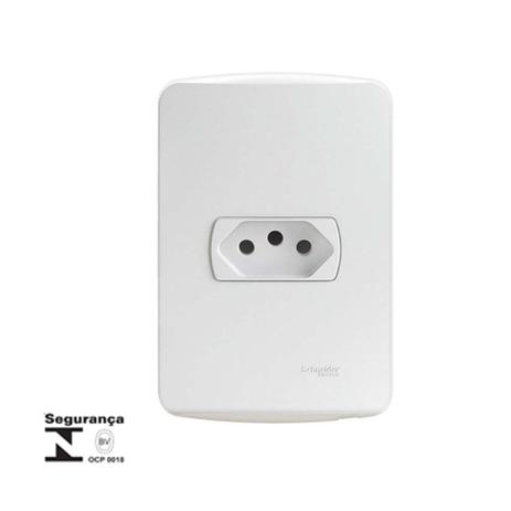 Conjunto montado de tomada 10A 250V com placa branca Miluz Schneider Menor preço em Conjunto montado de tomada 10A 250V com placa branca Miluz Schneider