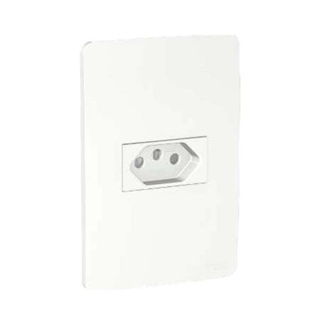 Conjunto montado de tomada 10A 2P T 250V branco Schneider Menor preço em Conjunto montado de tomada 10A 2P T 250V branco Schneider