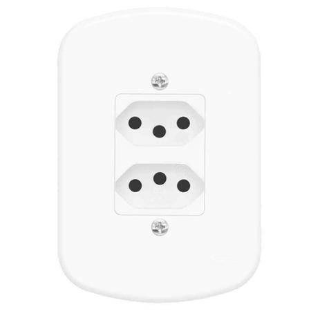 Conjunto montado de tomada dupla 10A com placa distanciadas 250V Blanc Fame Menor preço em Conjunto montado de tomada dupla 10A com placa distanciadas 250V Blanc Fame